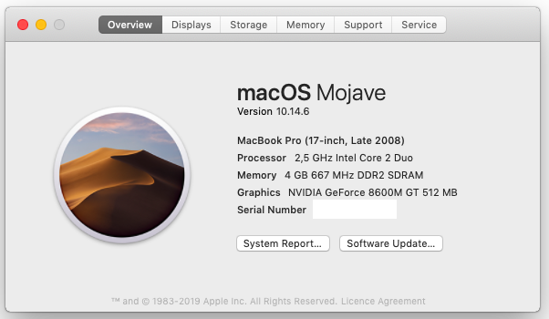Machine specs in